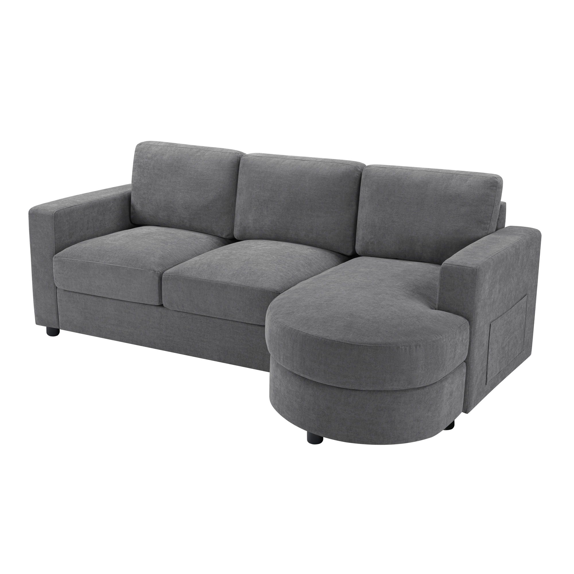 Modern L-Shaped Sectional Sofa With Curved Chaise, USB Ports, And Side Storage Pockets by HouseOfZazla