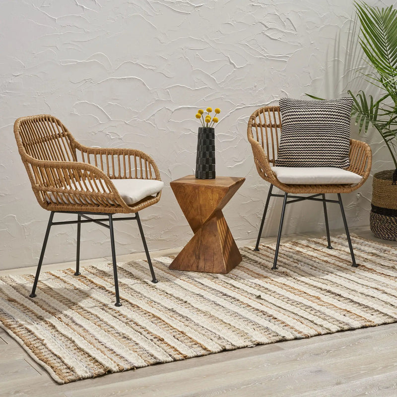 Outdoor Rattan Accent Chair With Metal Legs by HouseOfZazla