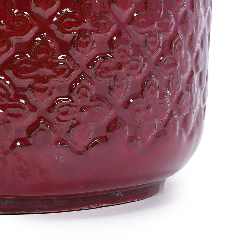 3 Pieces Ceramic Flowerpot Set, Bean Paste Red by HouseOfZazla
