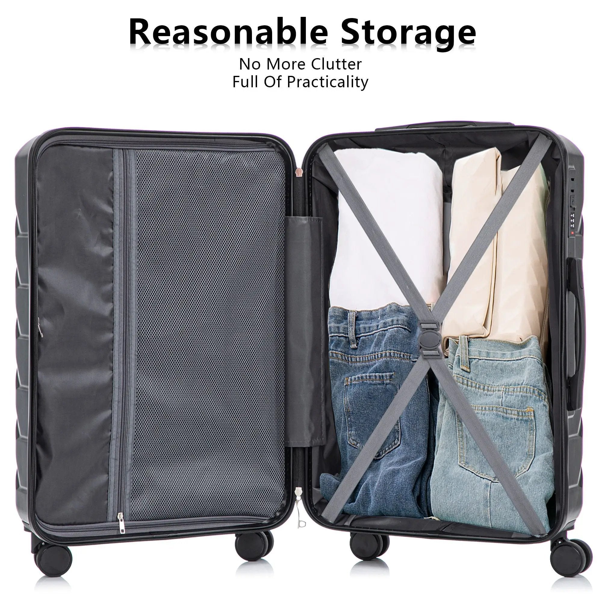 3 Pieces Set 20" / 24" / 28" Spinner Wheel Luggage With Combination Lock by HouseOfZazla