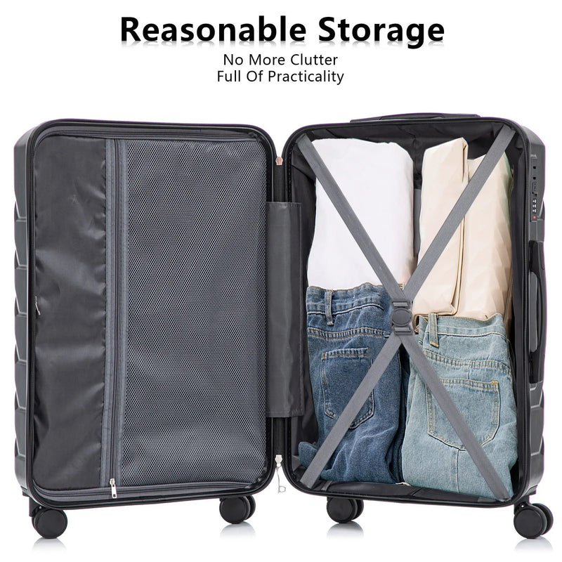 3 Pieces Set 20" / 24" / 28" Spinner Wheel Luggage With Combination Lock by HouseOfZazla