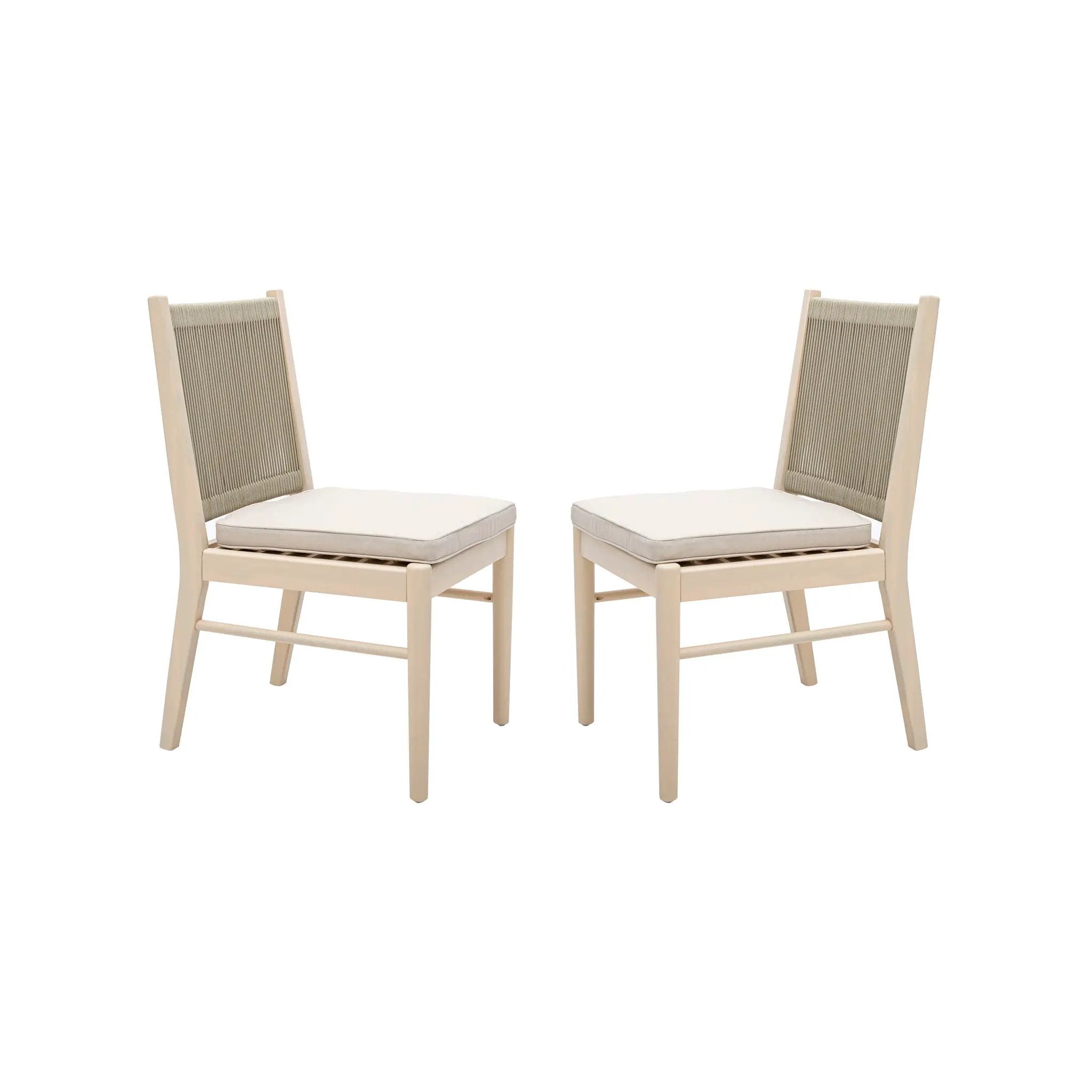 Cordoba Dining Chair Set of 2 - Comfortable Armless Beige Chairs by HouseOfZazla