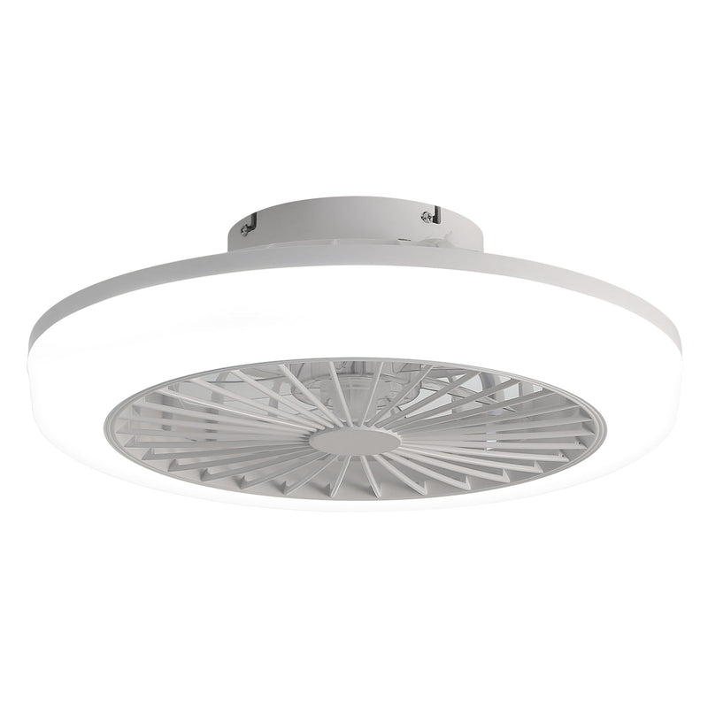 Enclosed Ceiling Fan with Light and Remote - Flush Mount Bladeless, White