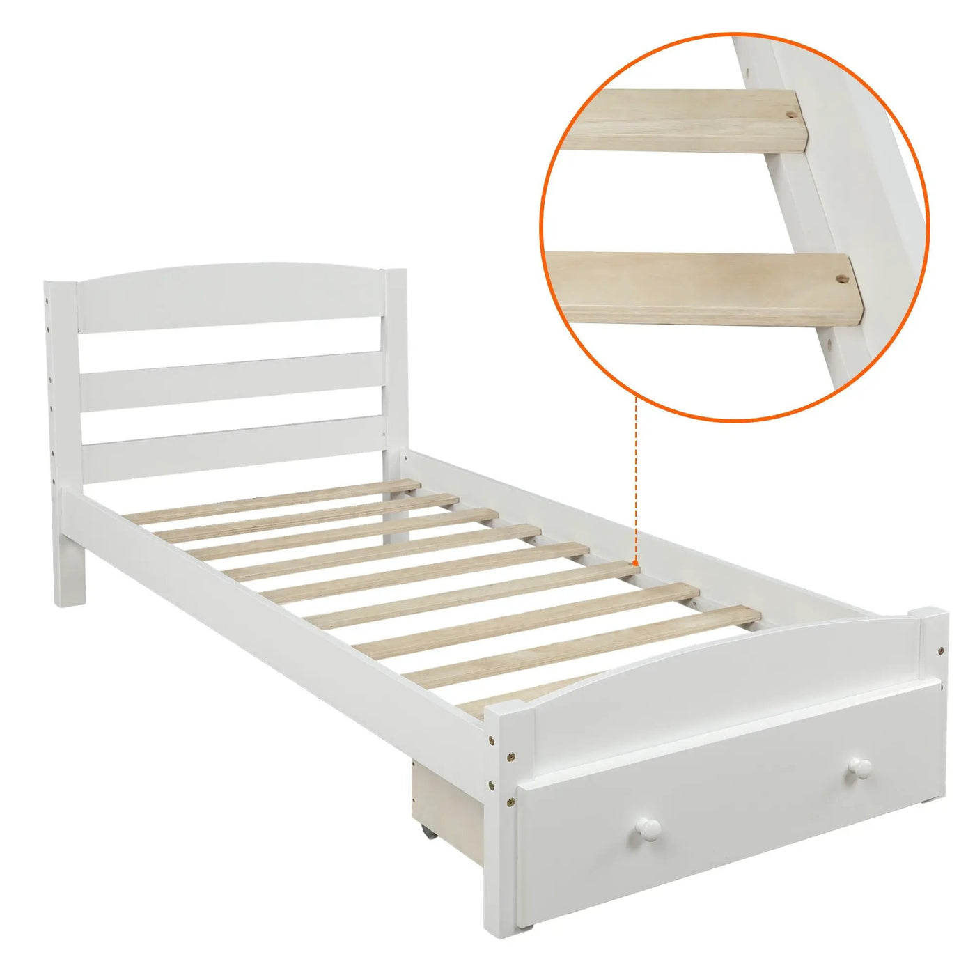 Platform Bed Frame With Storage Drawer And Wood Slat Support No Box Spring Needed by Unique Piece Furniture