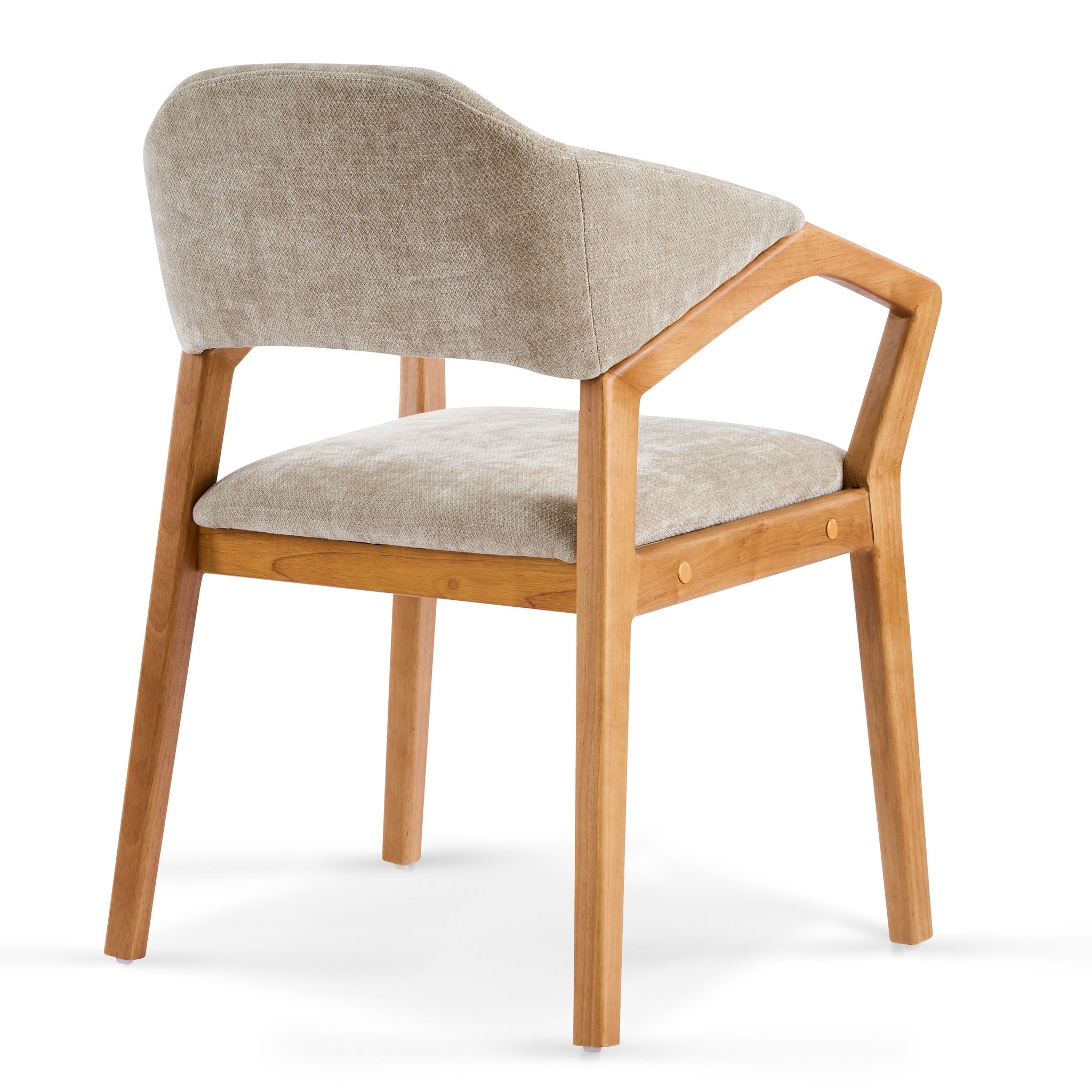 Indoor Upholstered Dining Chair Set of 2 - Oatmeal / Teak by HouseOfZazla