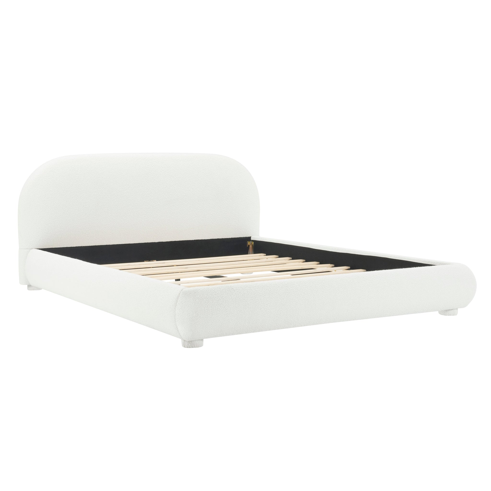 Cream Style Fabric Upholstered Bed, Simple Modern Bedroom Double Bed, Queen by HouseOfZazla