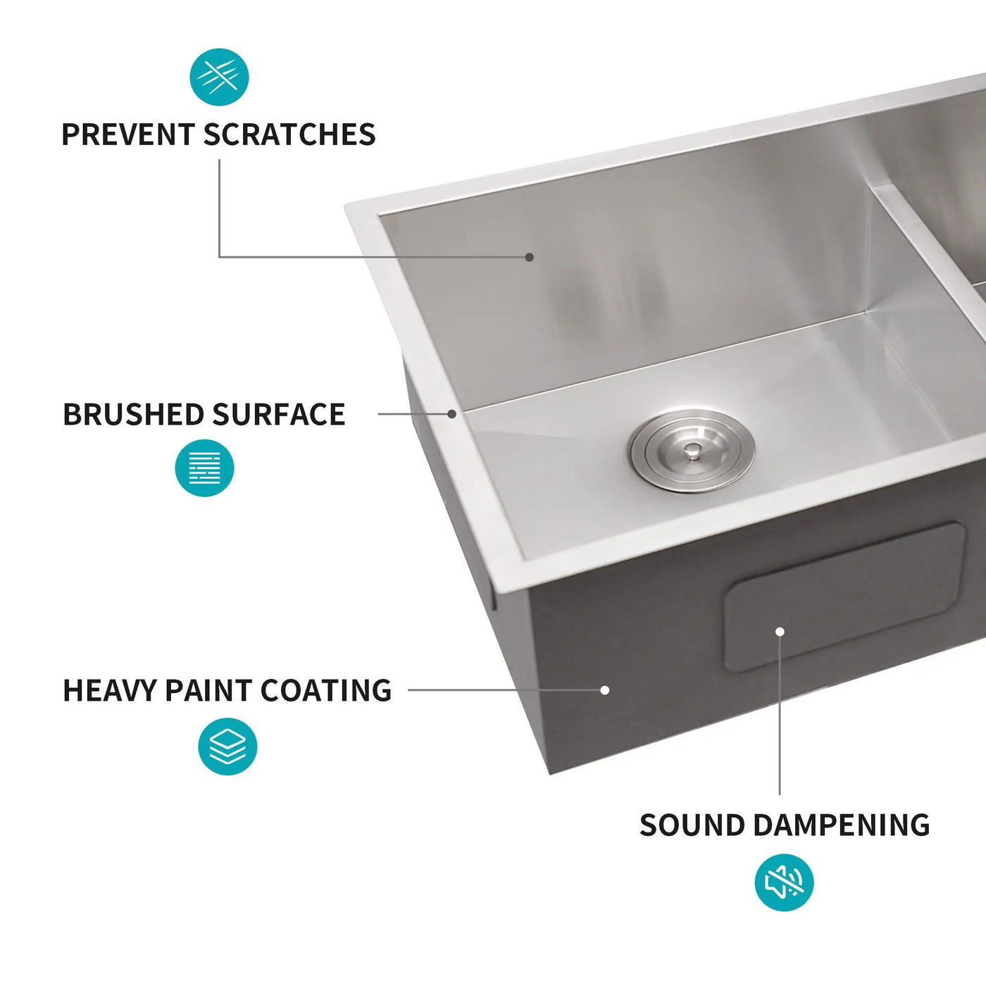 Modern Double Bowl Undermount Kitchen Sink 50 / 50 Design Stainless Steel by HouseOfZazla