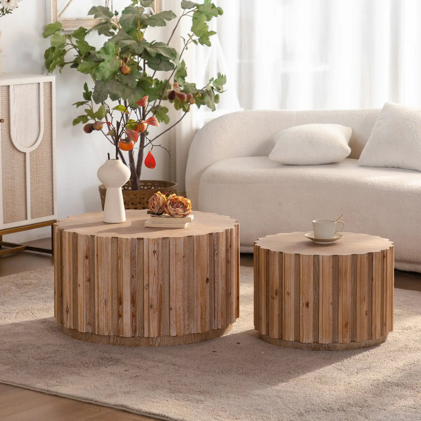 19.7" + 27.5" Round Nesting Coffee Table Set of 2 by HouseOfZazla