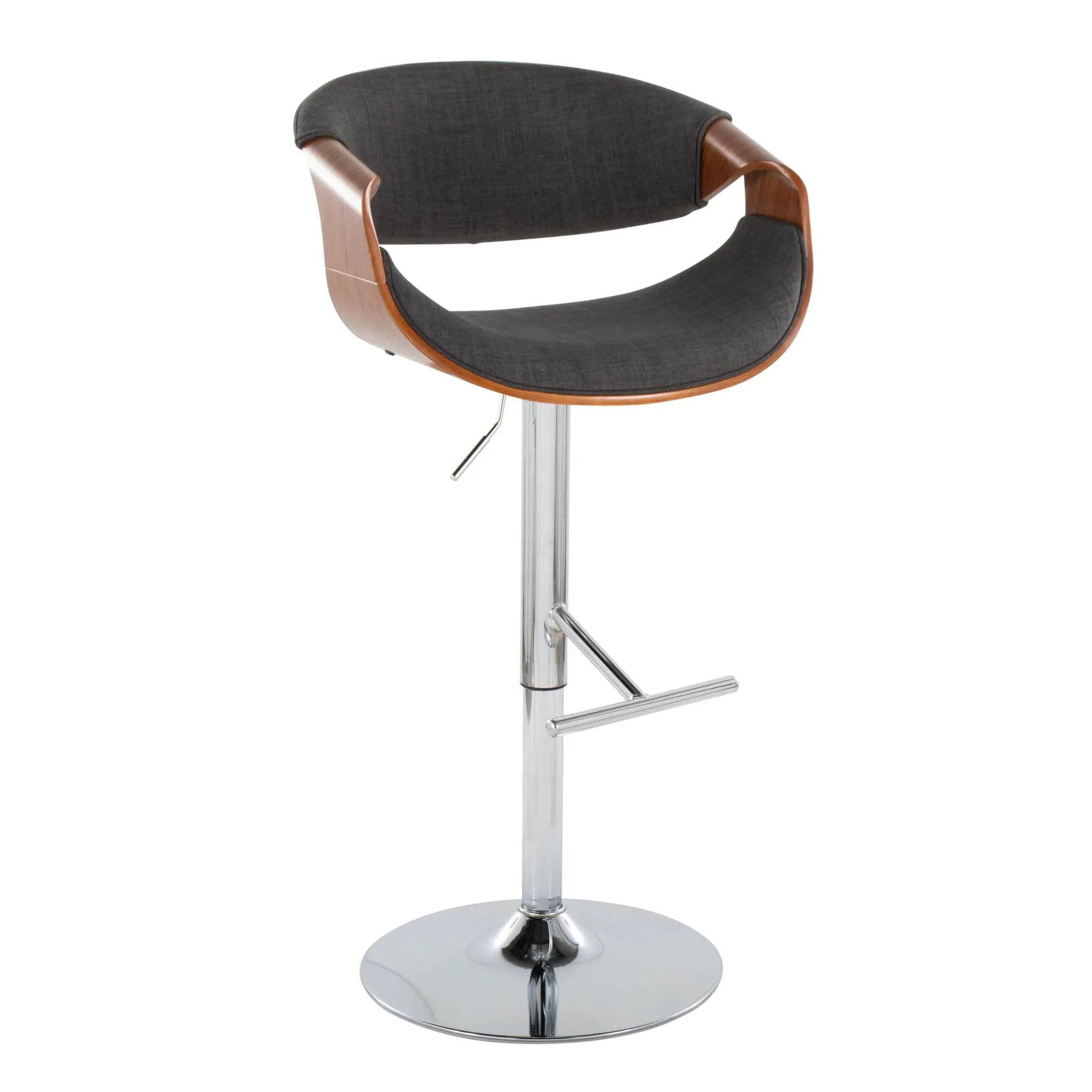 Curvo - Mid Century Modern Adjustable Barstool With Swivel With Straight T Footrest by Unique Piece Furniture