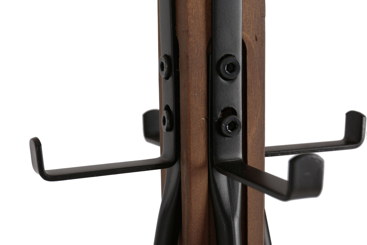 Reclaimed Wood and Metal Freestanding Coat Rack with Hooks - Natural, photo 6 of 10