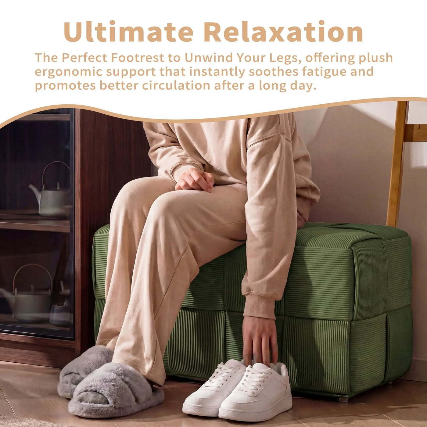 Modern Ottoman Foot Rest With Woven Design by Unique Piece Furniture