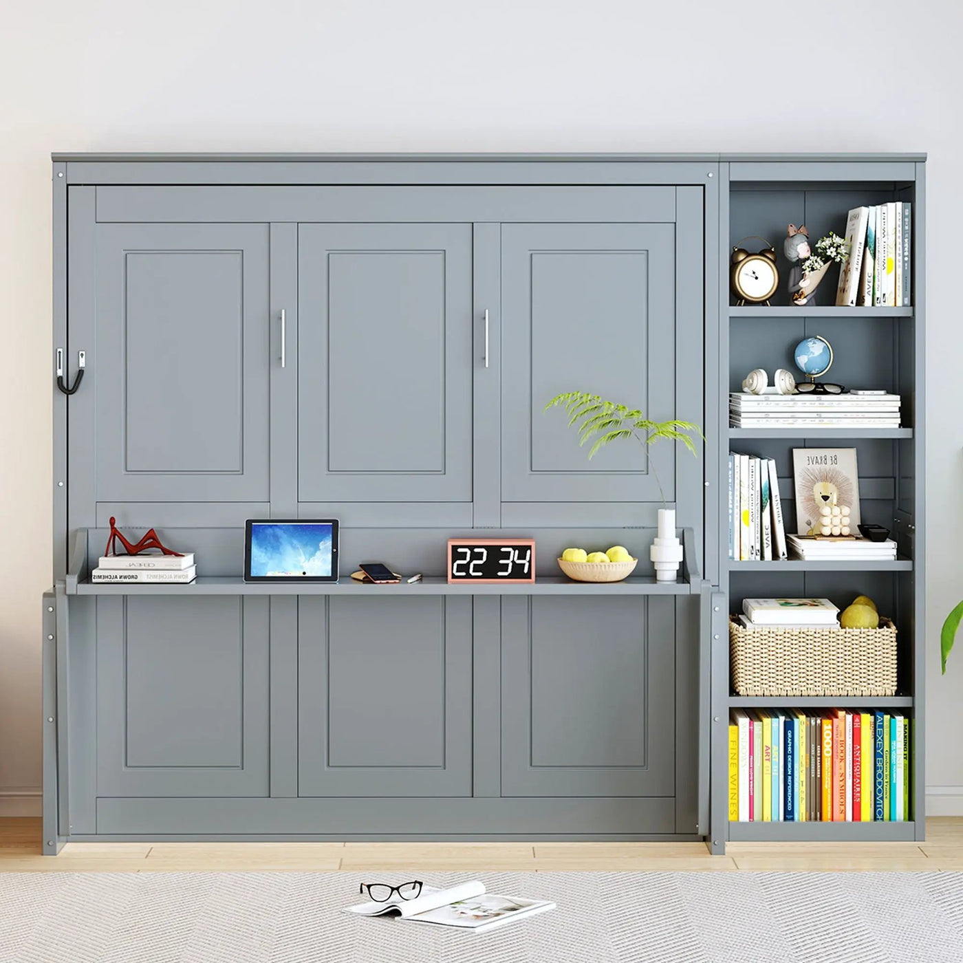 Sturdy Murphy Bed With Desk And Bookshelf by HouseOfZazla