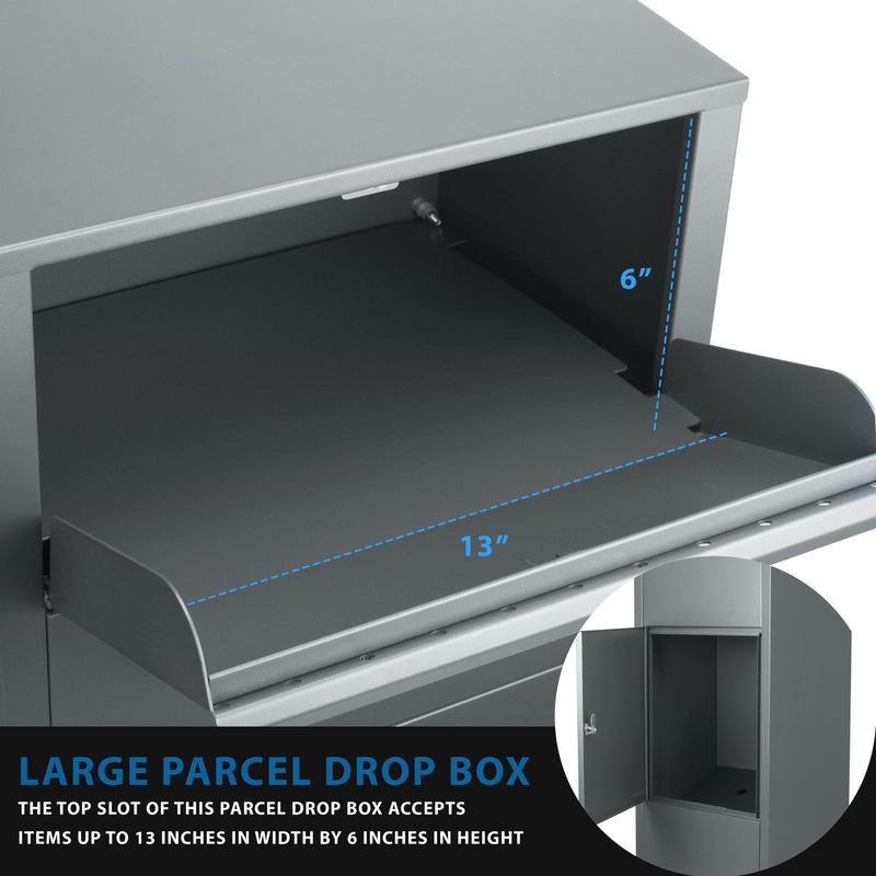 Steel Large Single Compartment Locking Parcel Drop Box With Keyed Access - Gray by HouseOfZazla