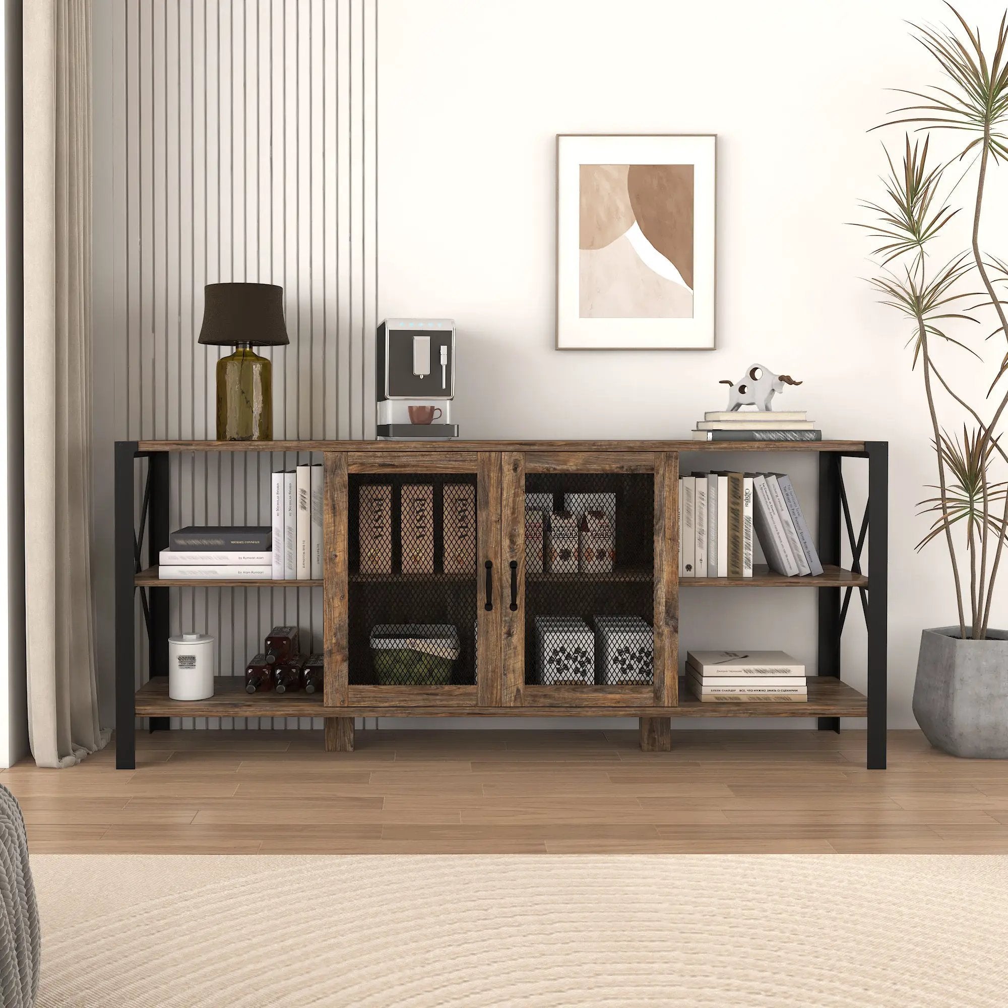 Industrial 80 Inch TV Stand for Living Room & Bedroom by HouseOfZazla