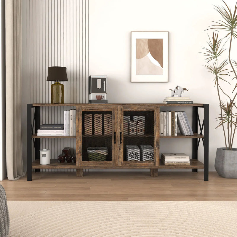 Industrial 80 Inch TV Stand for Living Room & Bedroom by HouseOfZazla