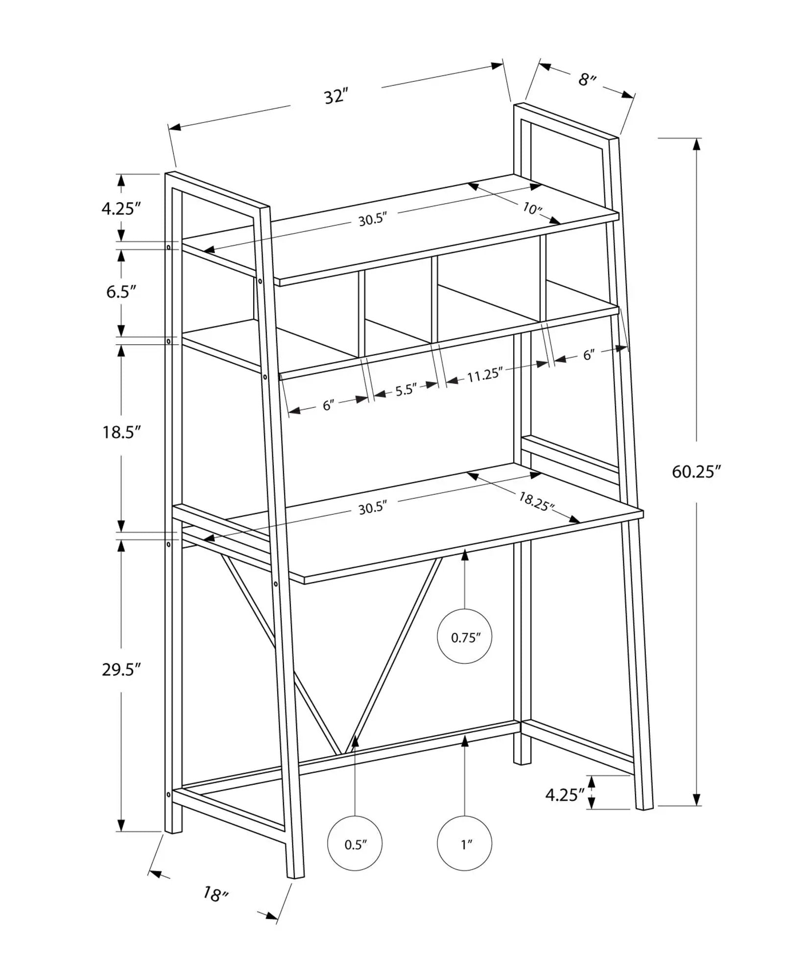 Computer Desk for Home Office, Laptop & Storage Shelves - White by HouseOfZazla