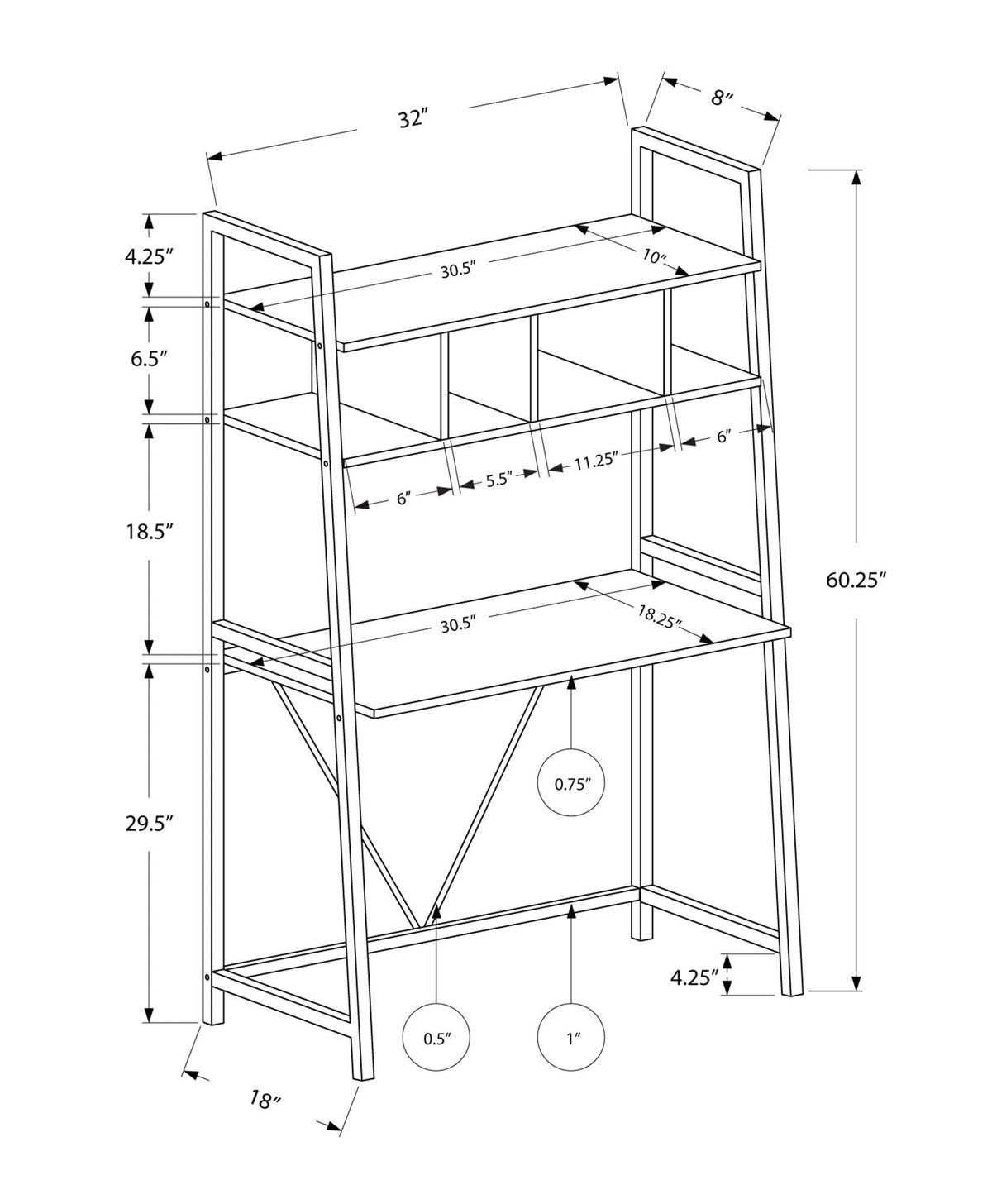 Computer Desk for Home Office, Laptop & Storage Shelves - White, photo 4 of 4