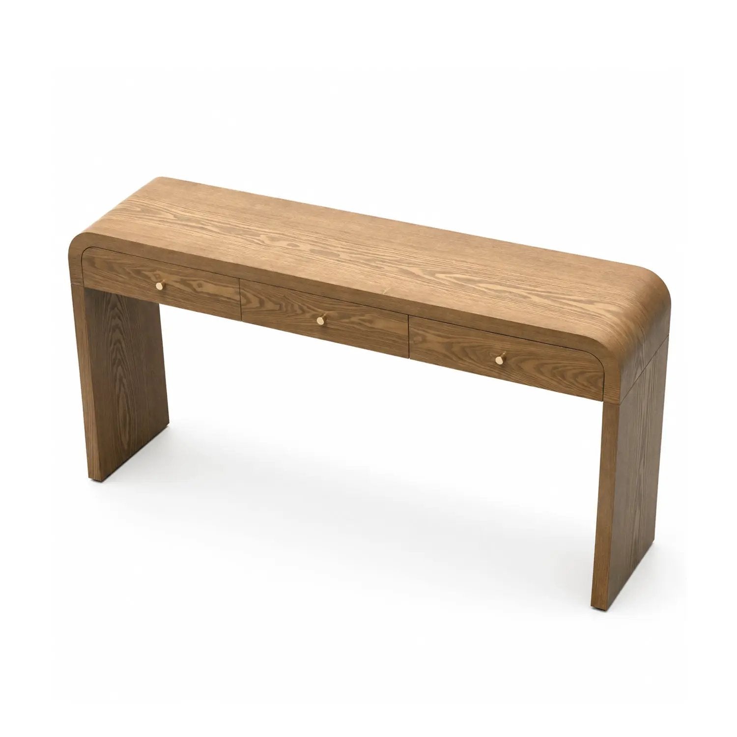 Walnut Curved Design 3-Drawer Long Console Table by HouseOfZazla
