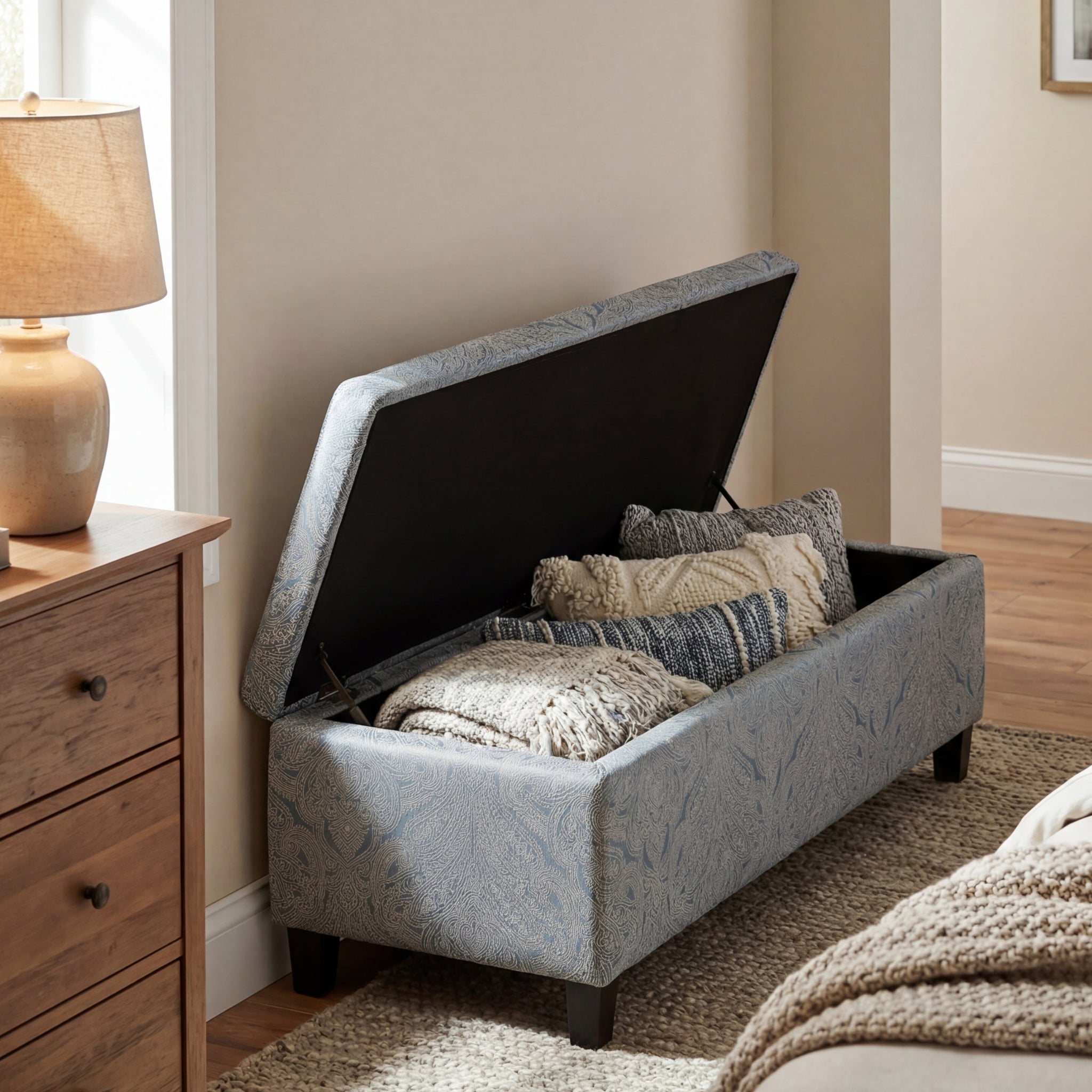 Indoor Jacquard Storage Ottoman Bench by HouseOfZazla