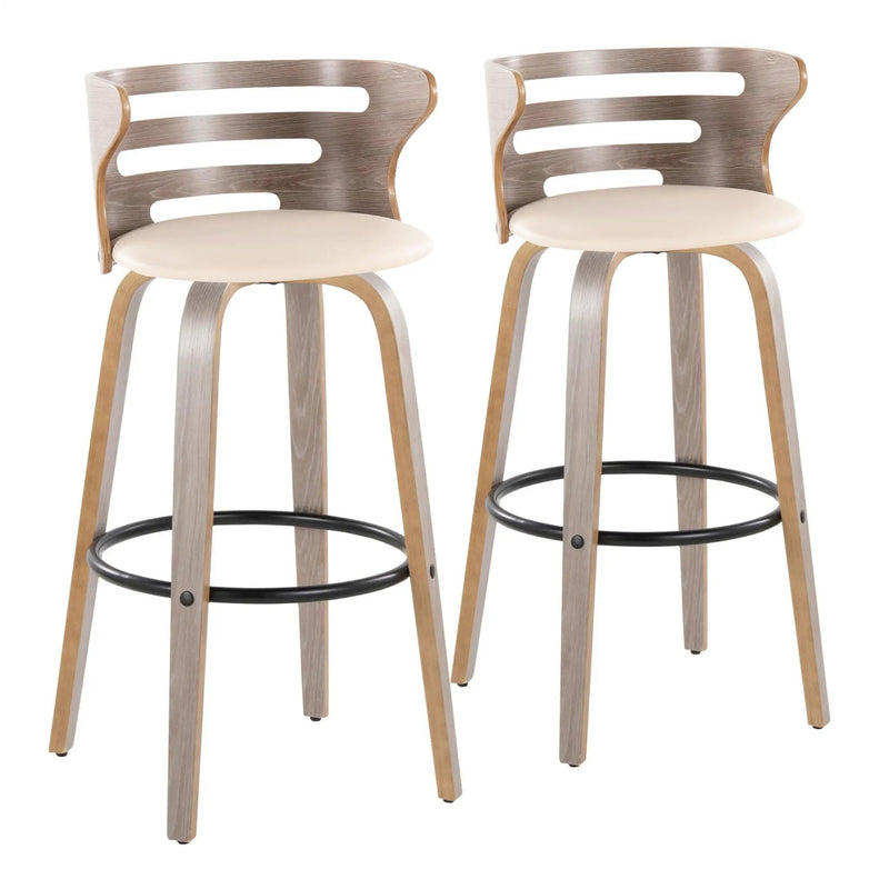 Cosini - Mid Century Modern Fixed Height, Barstool & Swivel And Round Footrest (Set of 2) by Unique Piece Furniture