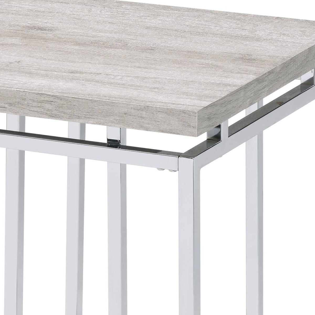 Light Brown Coffee Table with Metal Sled Base - Elegant Details, photo 7 of 8