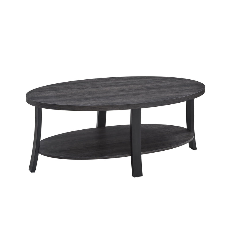 Anze - 3 Piece Coffee Table Set Contemporary Oval Wood Shelf - Charcoal by HouseOfZazla