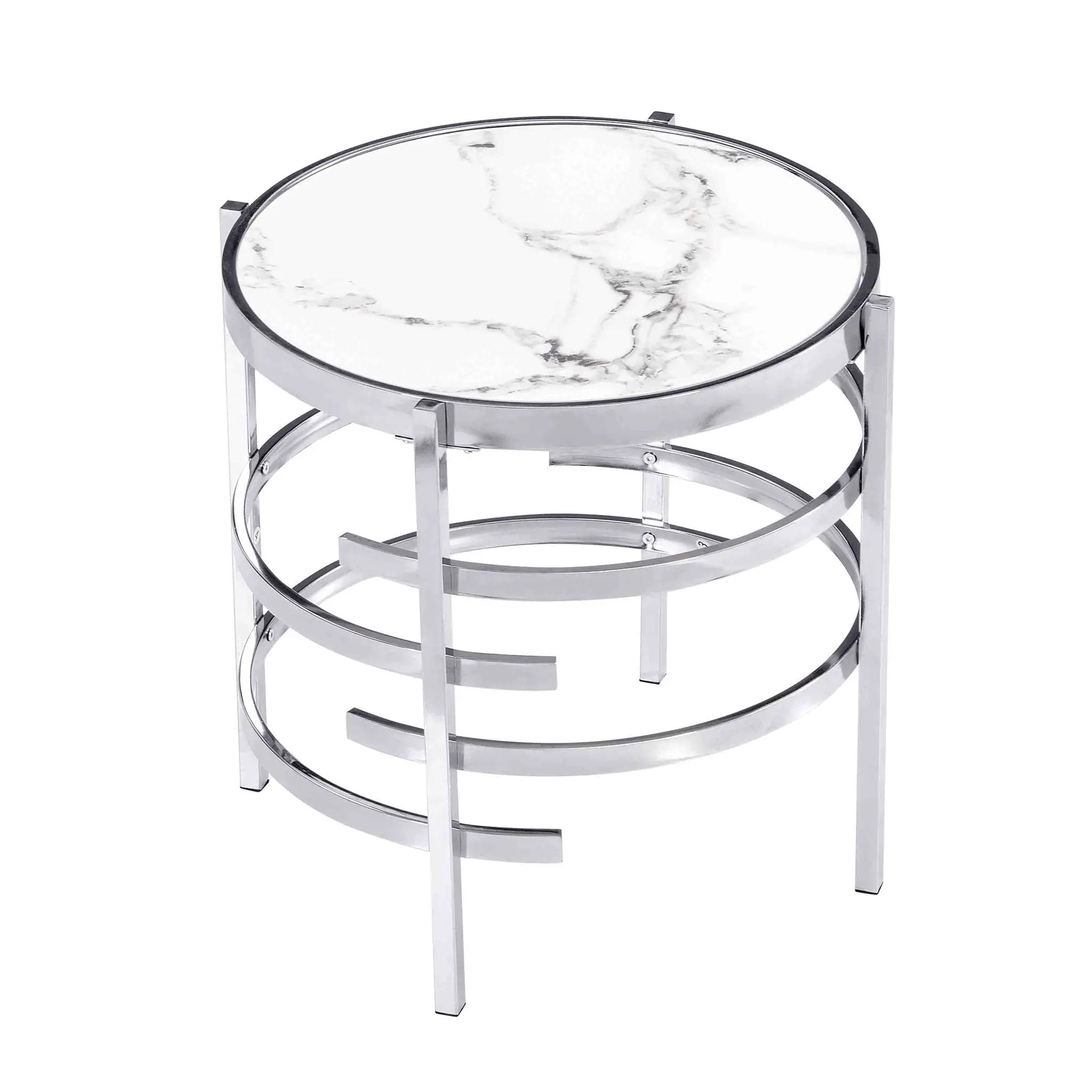Elegant Round Table With Sintered Stone Top & Sturdy Metal Frame by Unique Piece Furniture