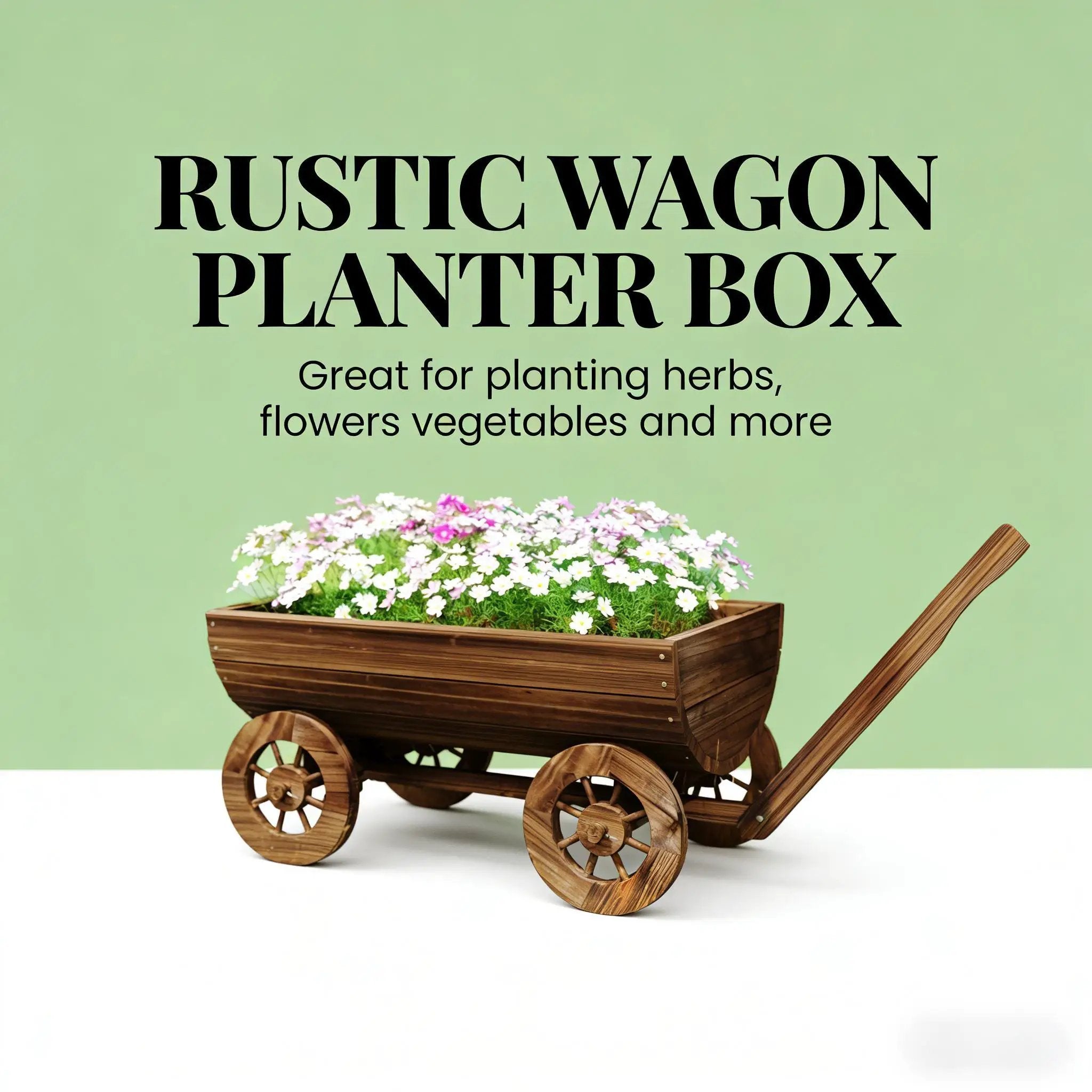 Small Wheelbarrow Wagon Flower Cart Wooden Mobile Garden Planter by HouseOfZazla
