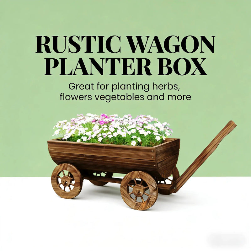 Small Wheelbarrow Wagon Flower Cart Wooden Mobile Garden Planter by HouseOfZazla