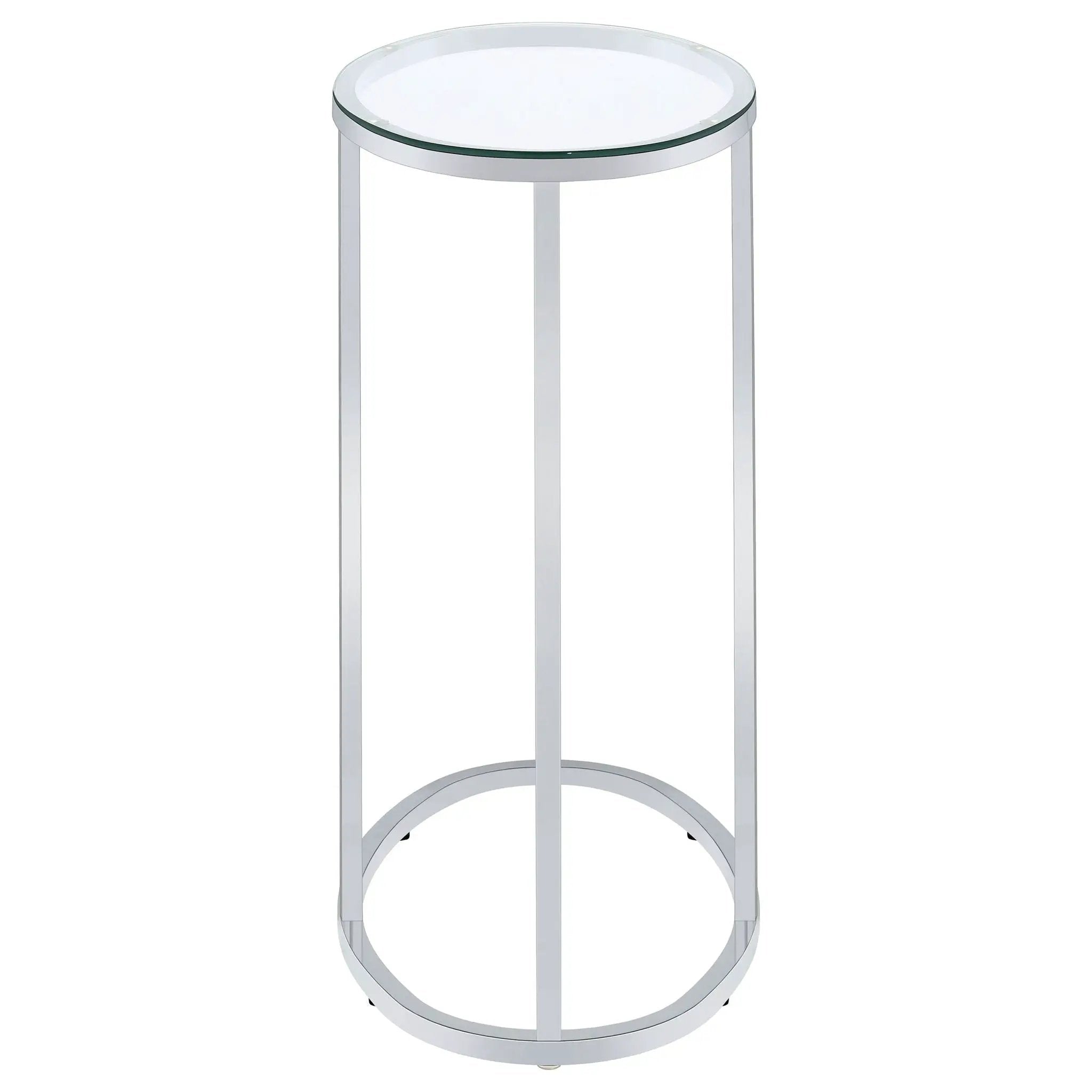 Kyle Oval Glass Top C-Shaped Sofa Side Table Chrome by Unique Piece Furniture