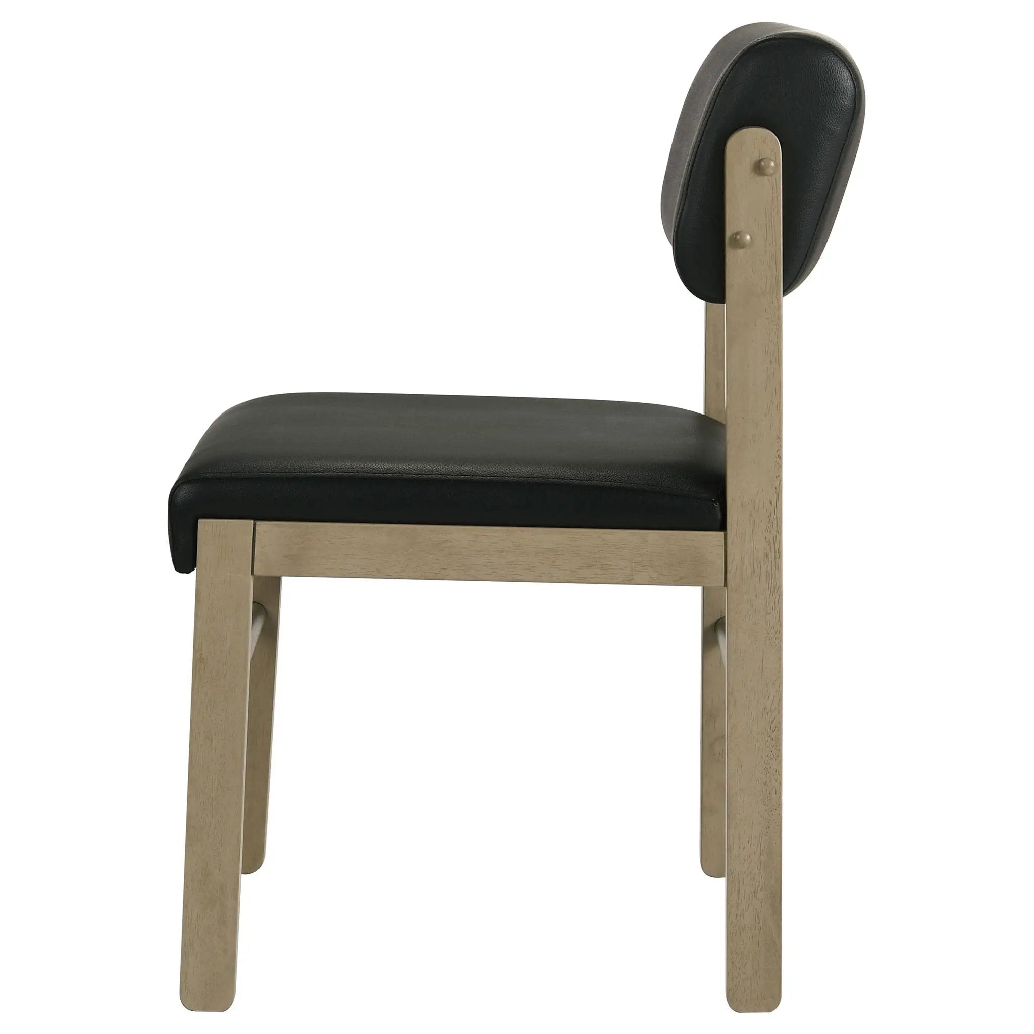 Kehoe Upholstered Dining Side Chair Black and Natural Oak (Set of 2) by Unique Piece Furniture