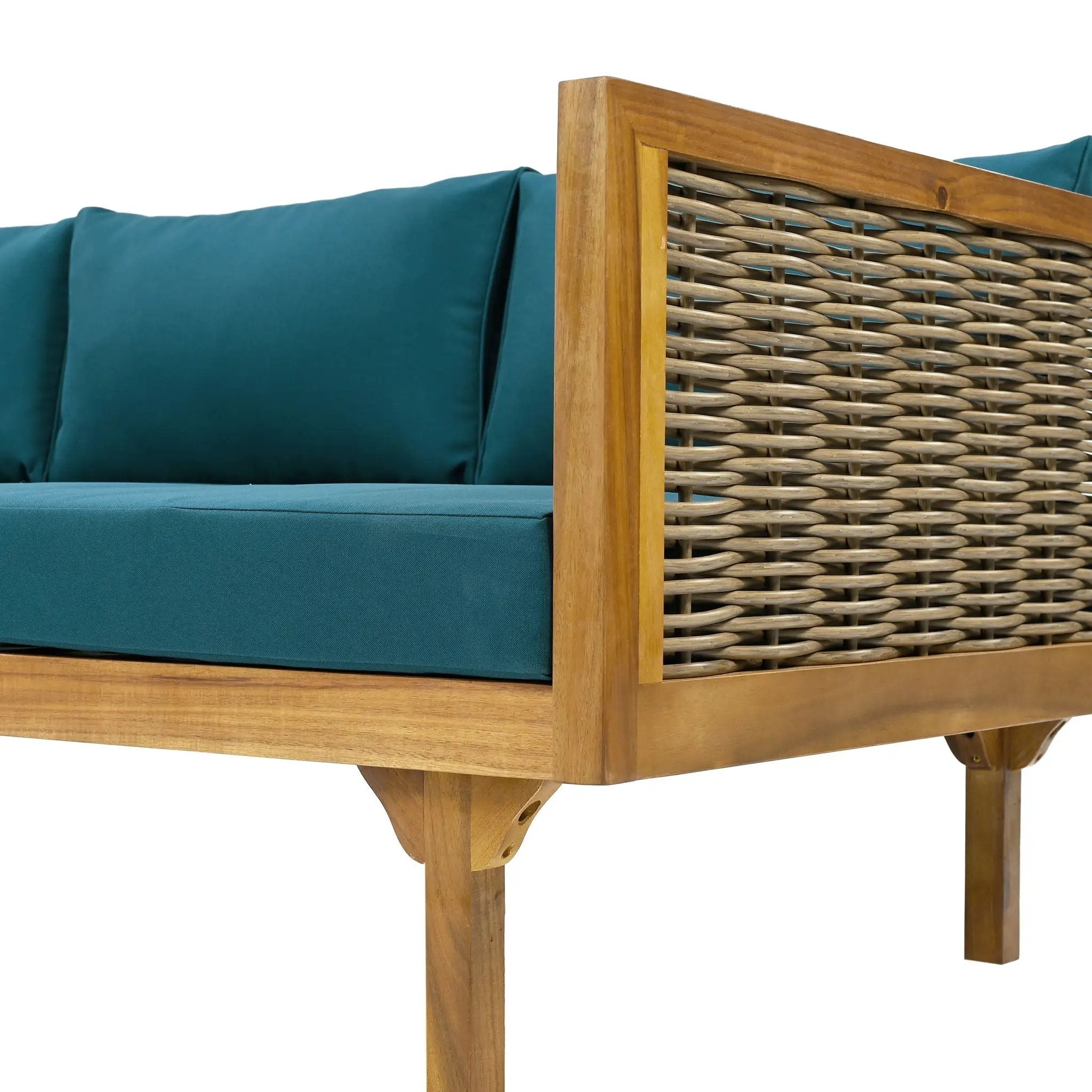 Claremont 3 Seater Daybed Teak Acacia Wood Water Resistant Cushions by HouseOfZazla