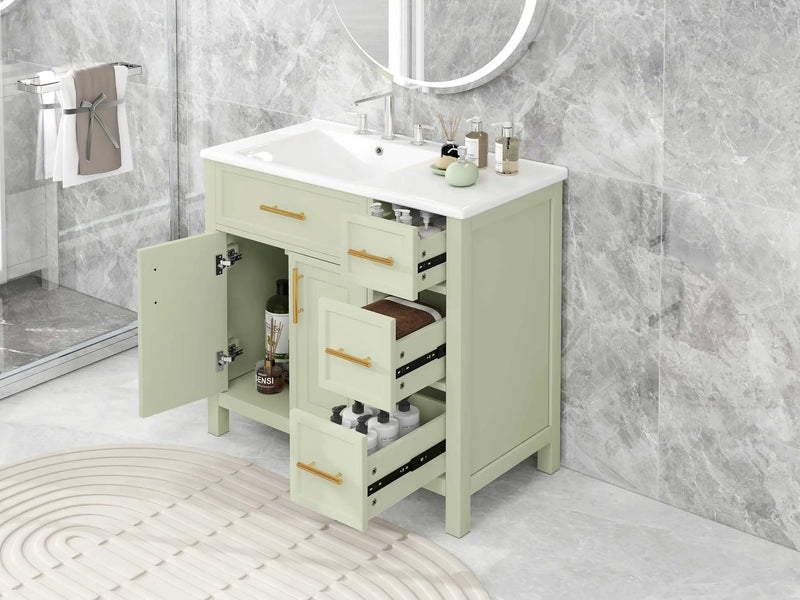 36" Bathroom Vanity with Sink Top, Cabinet with Two Doors and Three Drawers by HouseOfZazla