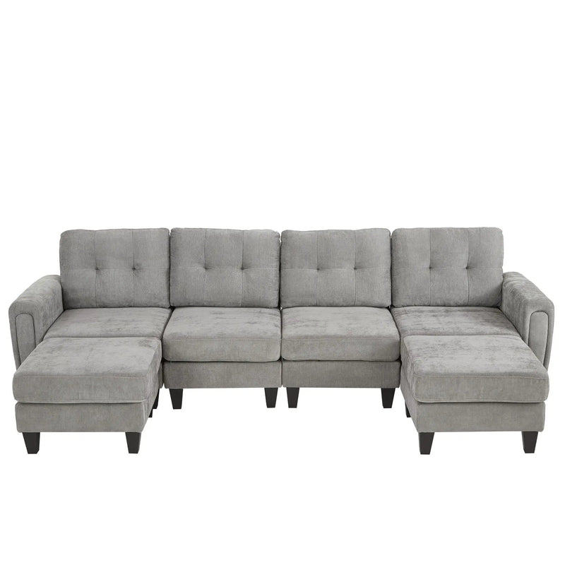Modular Sectional Sofa With Movable Ottomans, USB Ports & Side Tables by Unique Piece Furniture