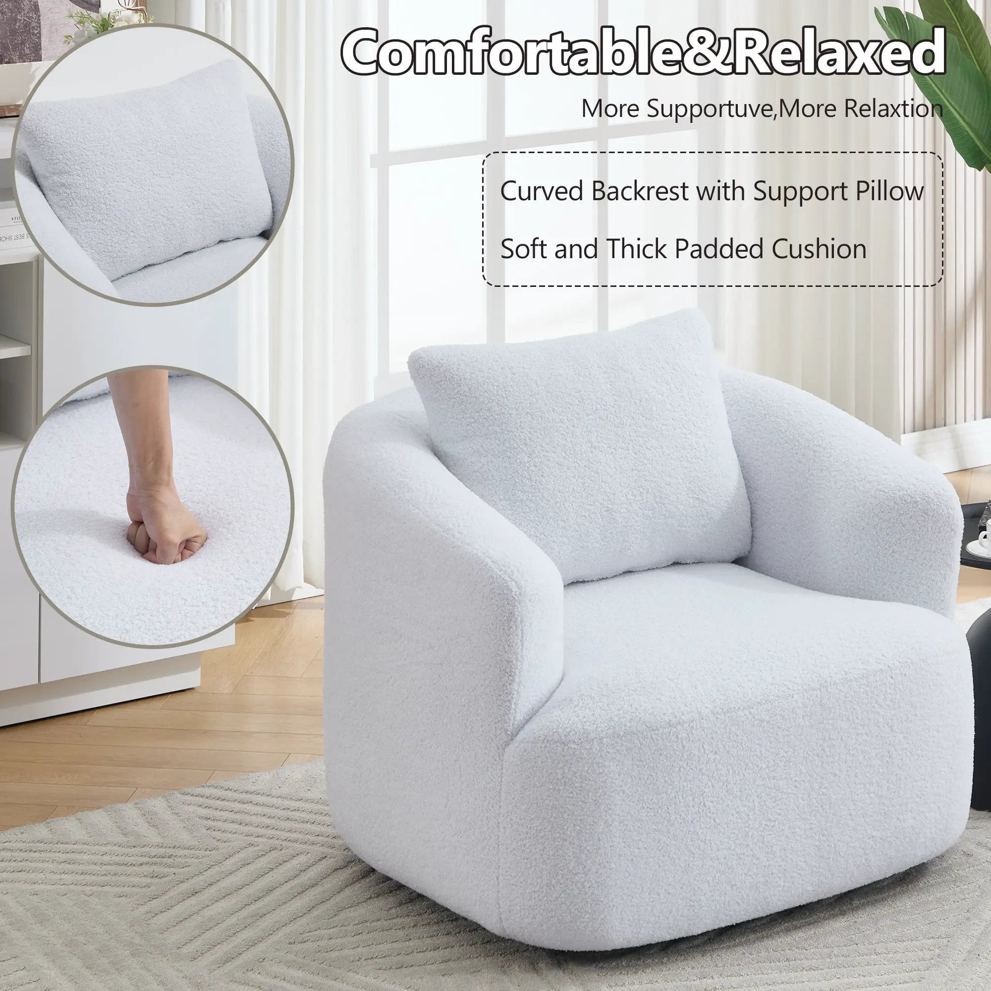 360° Swivel Round Upholstered Comfy Chair by HouseOfZazla