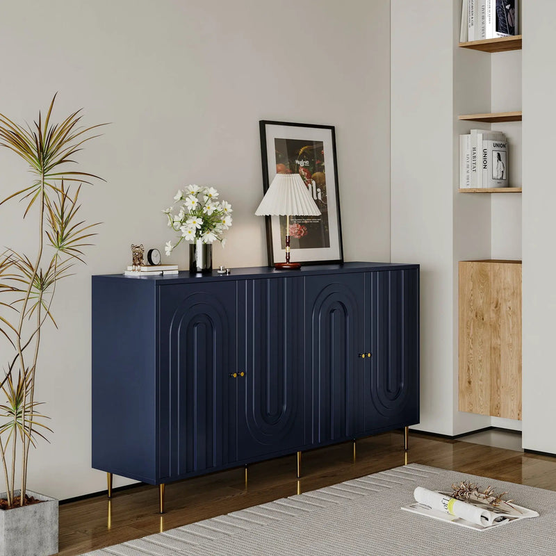Modern Lacquered 4 Door Cabinet Sideboard Buffet Server Cabinet Storage Cabinet, For Living Room, Entryway, Hallway, Office, Kitchen And Dining Room by Unique Piece Furniture