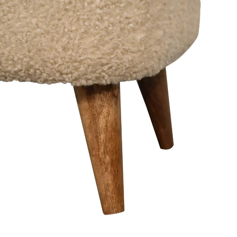 Solid Wood Boucle Upholstered Square Footstool by HouseOfZazla