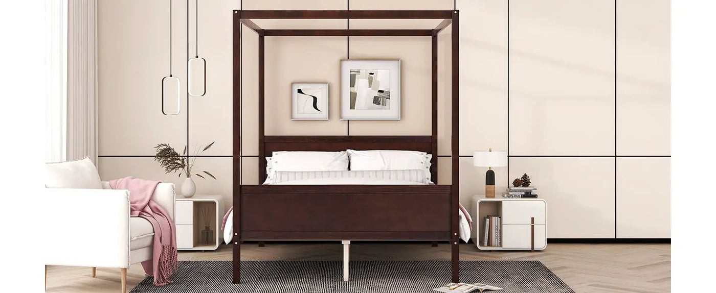 Canopy Platform Bed With Headboard And Footboard, Slat Support Leg by HouseOfZazla