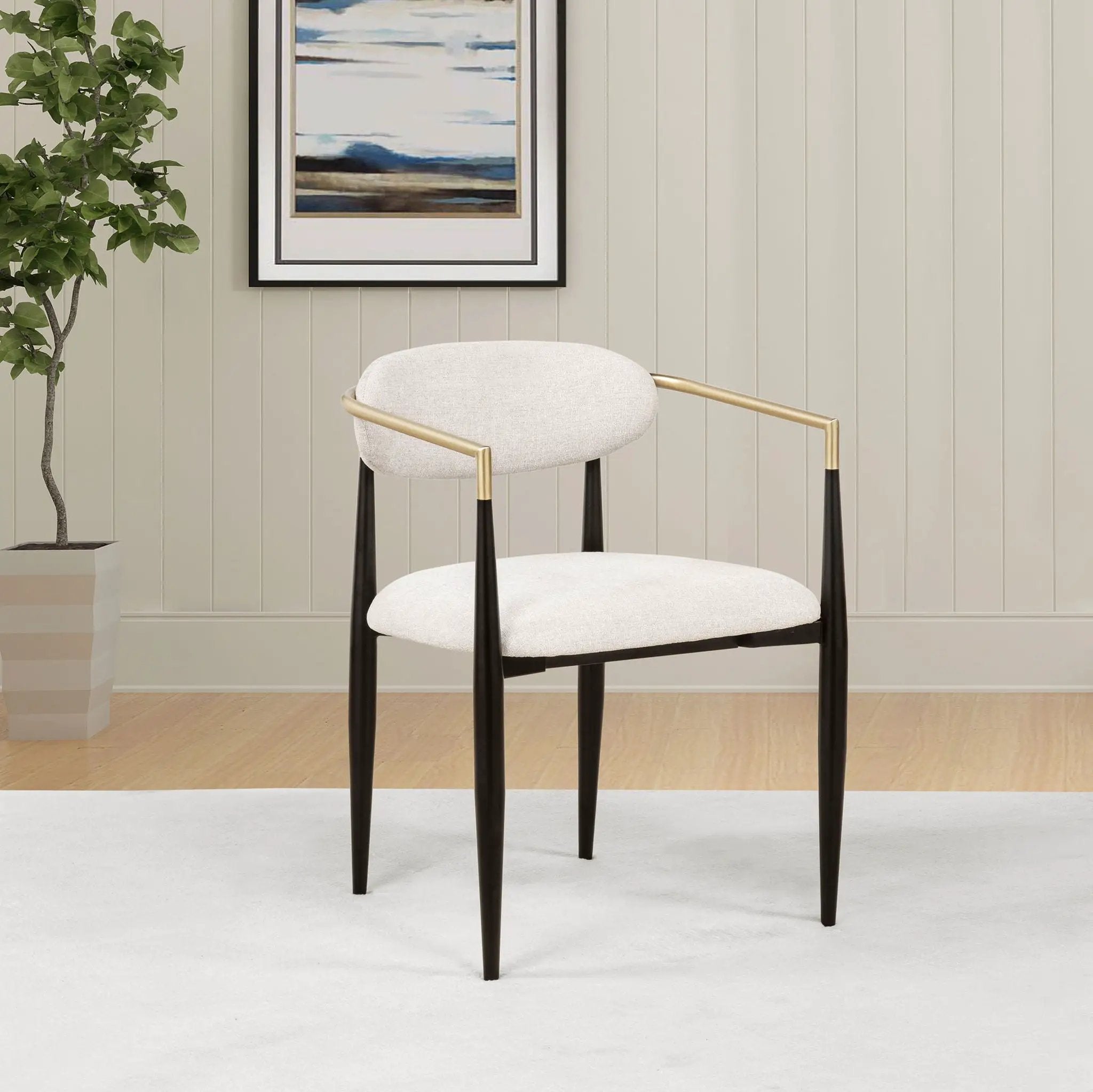Bradbury Fabric Upholstered Dining Arm Chair Beige (Set of 2) by Unique Piece Furniture