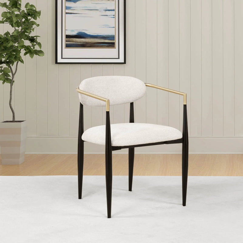 Bradbury Fabric Upholstered Dining Arm Chair Beige (Set of 2) by Unique Piece Furniture