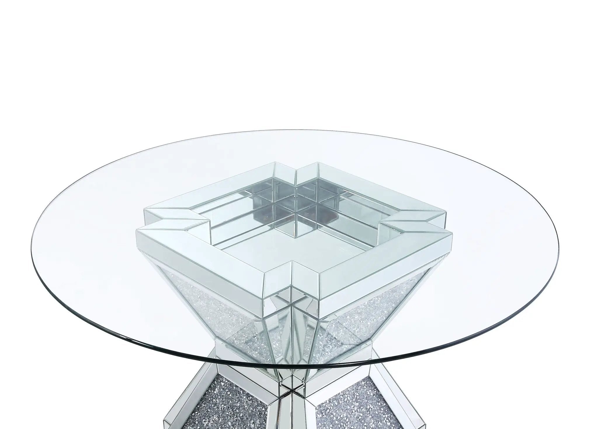 Noralie - 31" Dining Table - Clear Glass, Mirrored & Faux Diamonds by Unique Piece Furniture