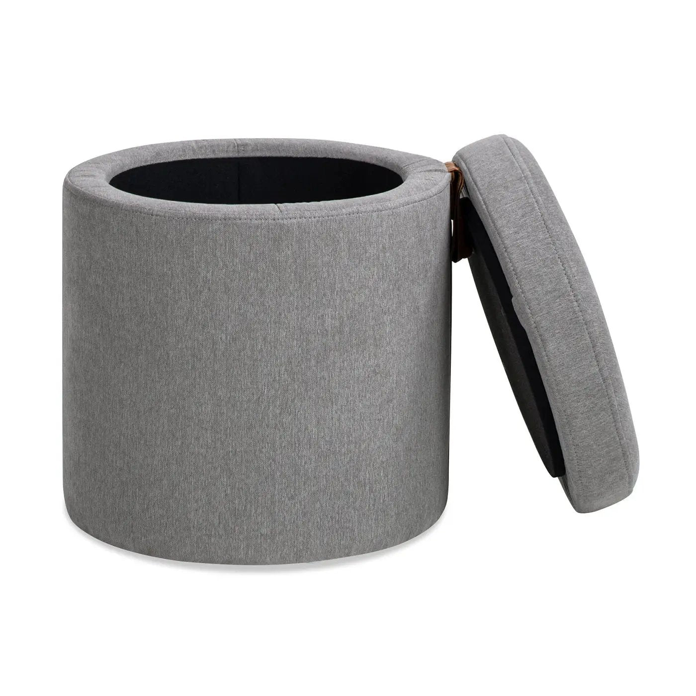 Brandy - Round Upholstered Storage Ottoman With Accent by HouseOfZazla