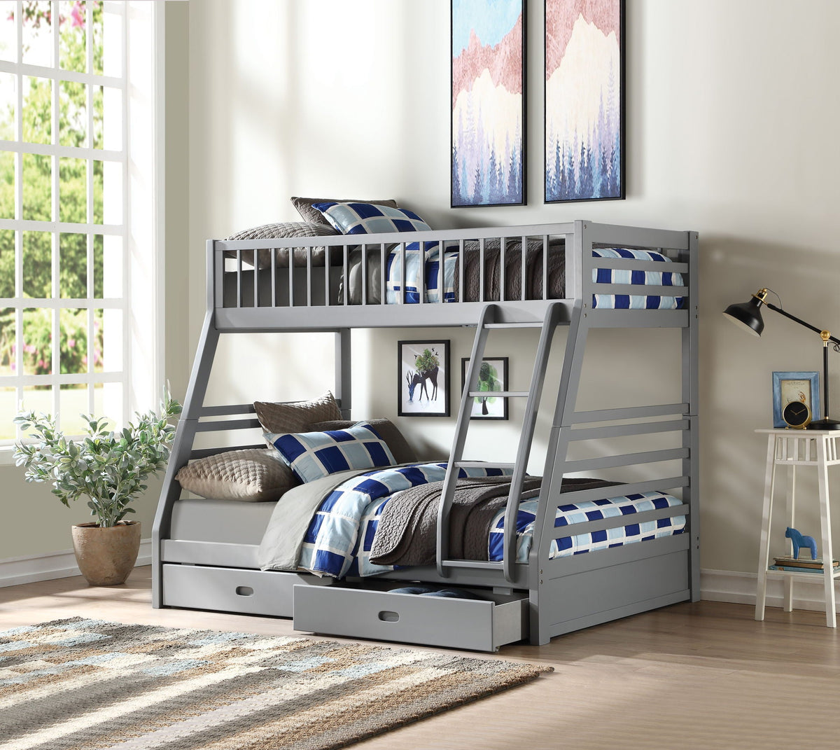 Jason Bunk Bed with Storage - Twin Over Full - White, Dark Gray, or Dark Brown, photo 3 of 12