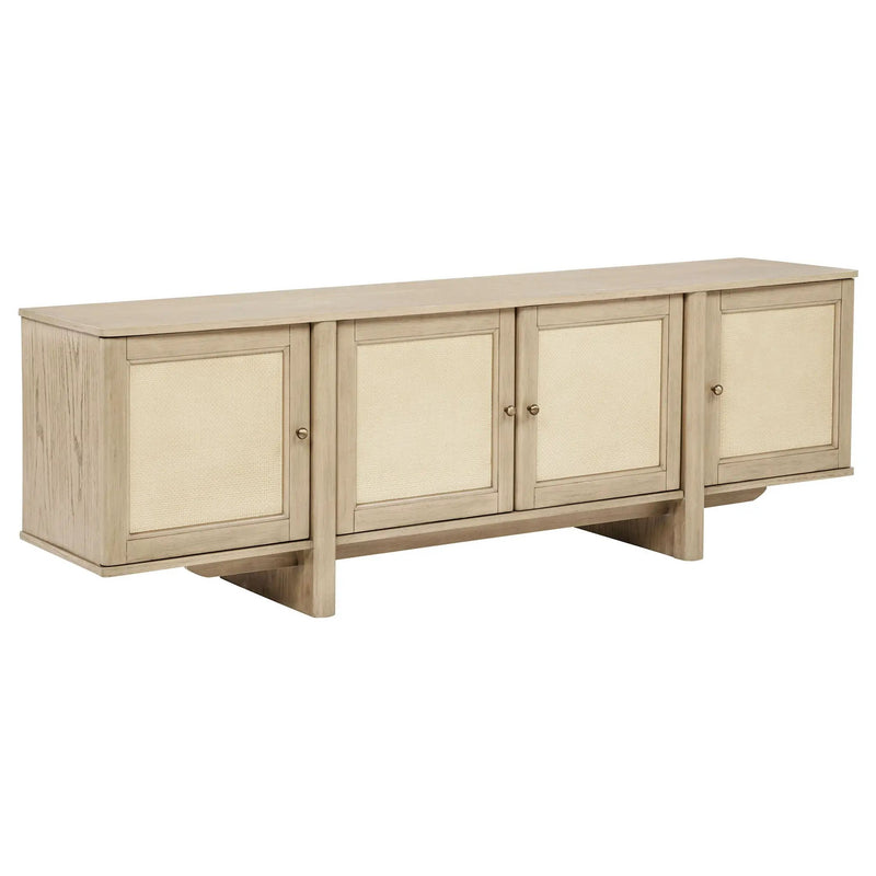 Kailani 79-inch 4-door Cane TV Stand Media Console Beige Oak by Unique Piece Furniture