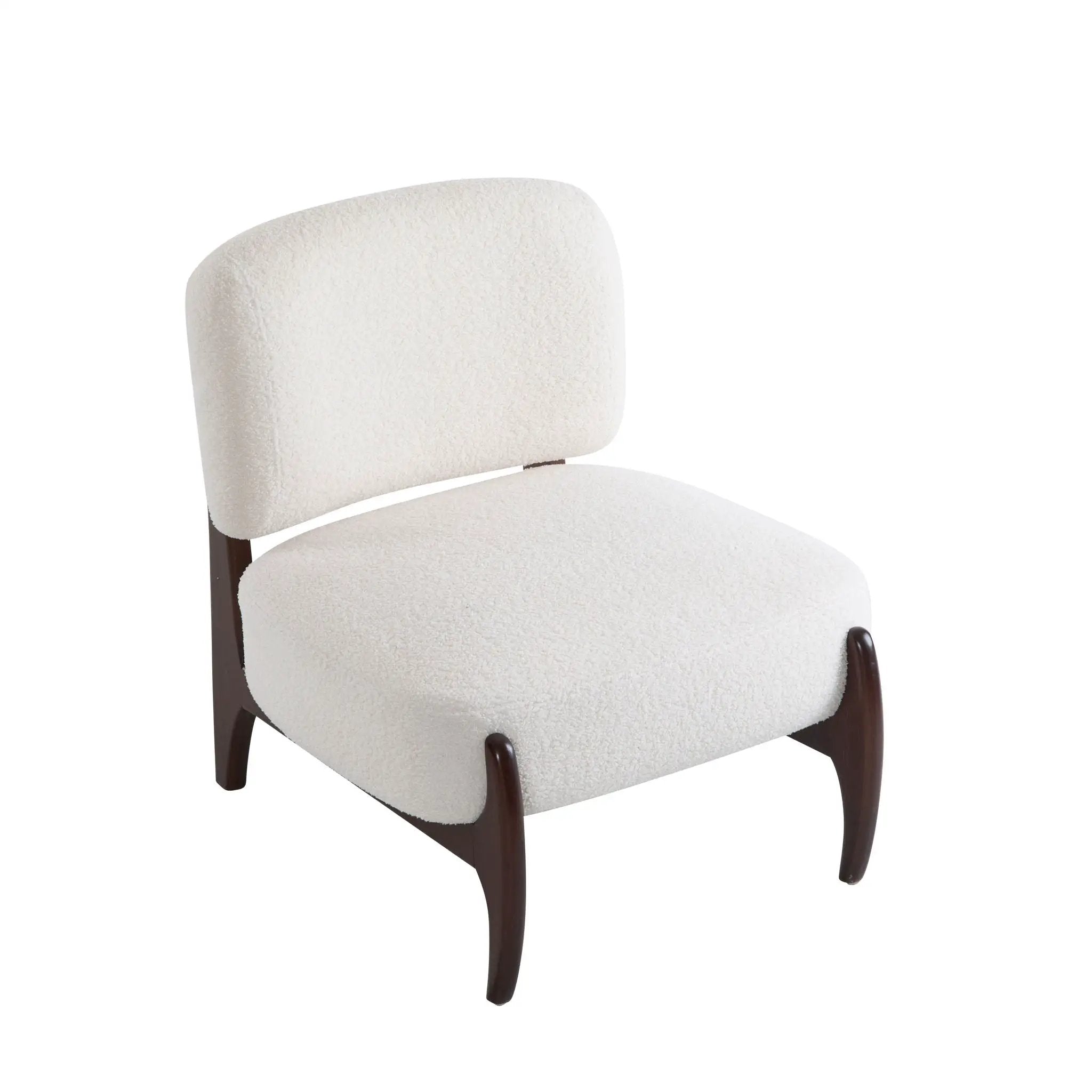 Modern Boucle Lounge Chair With Solid Wood Frame