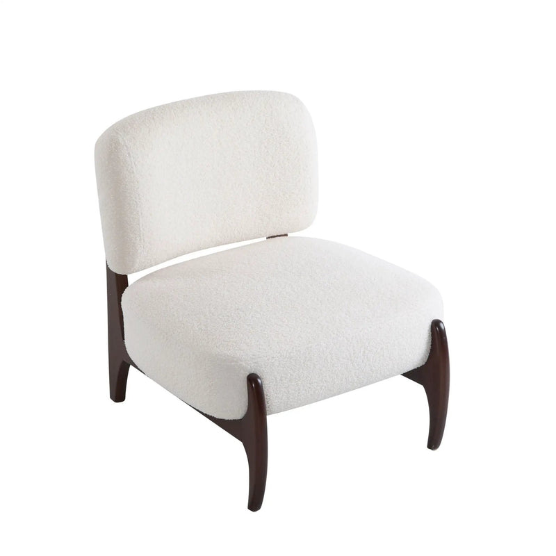 Modern Boucle Lounge Chair With Solid Wood Frame