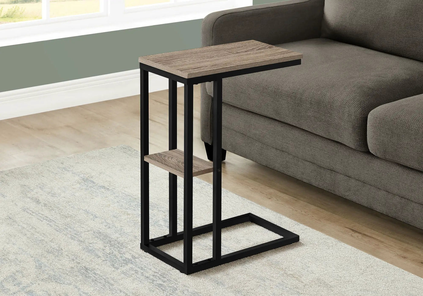 Accent Table, C-Shaped, Marble Look Contemporary & Modern Convenient Design by HouseOfZazla