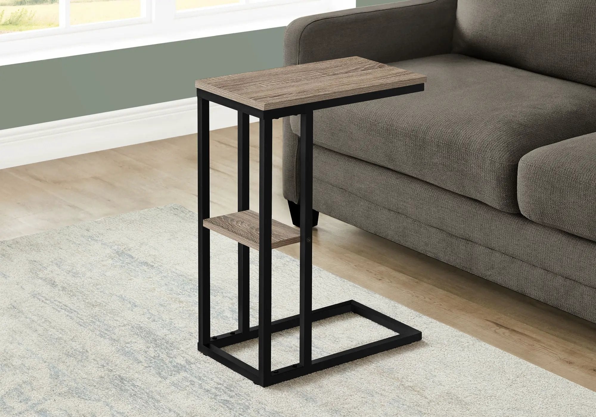 Accent Table, C-Shaped, Marble Look Contemporary & Modern Convenient Design by HouseOfZazla