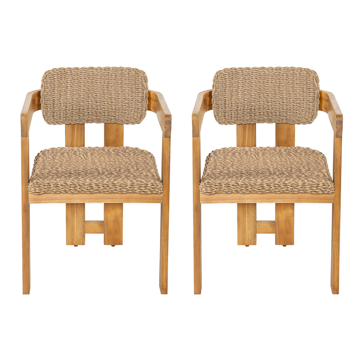 Outdoor Acacia Wood Dining Chair Set of 2, photo 4 of 10