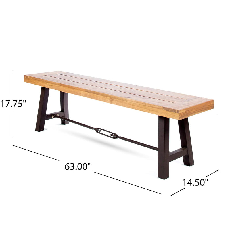3-Piece Outdoor Acacia Wood Dining Set, 71" Rectangular Patio Table & 2 Benches by HouseOfZazla